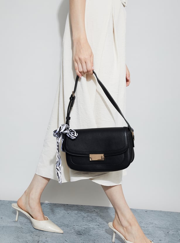 CODE Solid Shoulder Bag with Scarf
