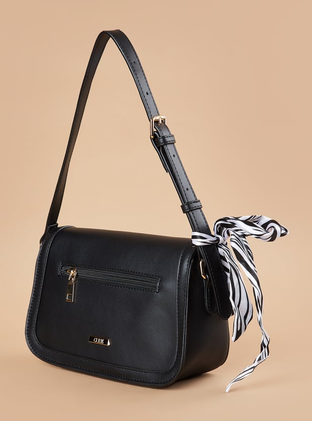 CODE Solid Shoulder Bag with Scarf