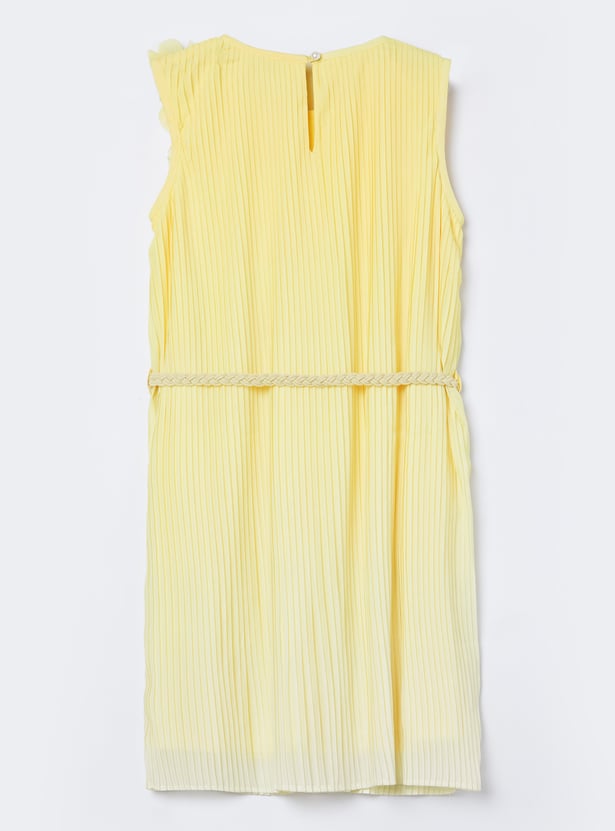 FAME FOREVER Girls Applique Pleated Dress