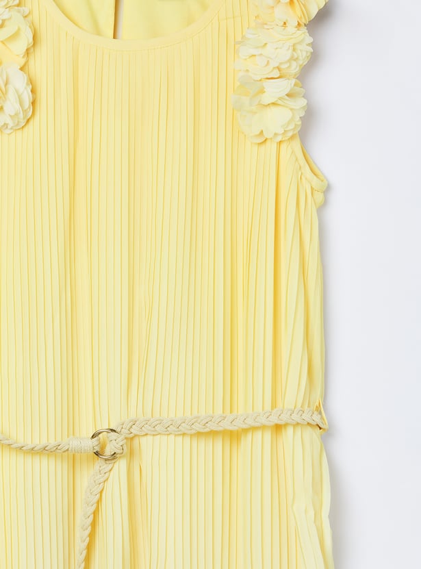 FAME FOREVER Girls Applique Pleated Dress