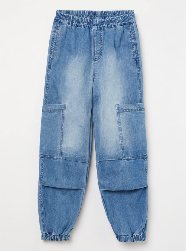 FAME FOREVER Girls Washed Mid-Rise Jeans