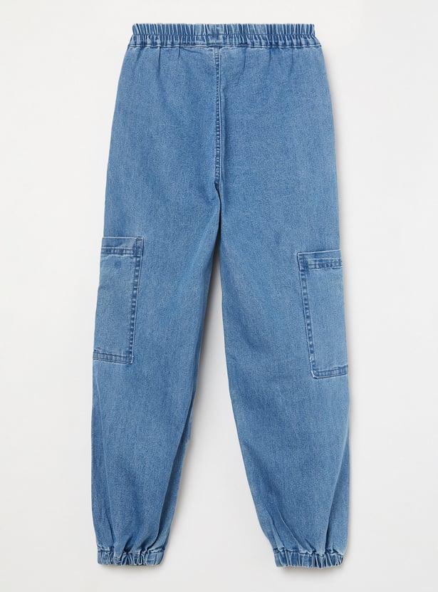FAME FOREVER Girls Washed Mid-Rise Jeans