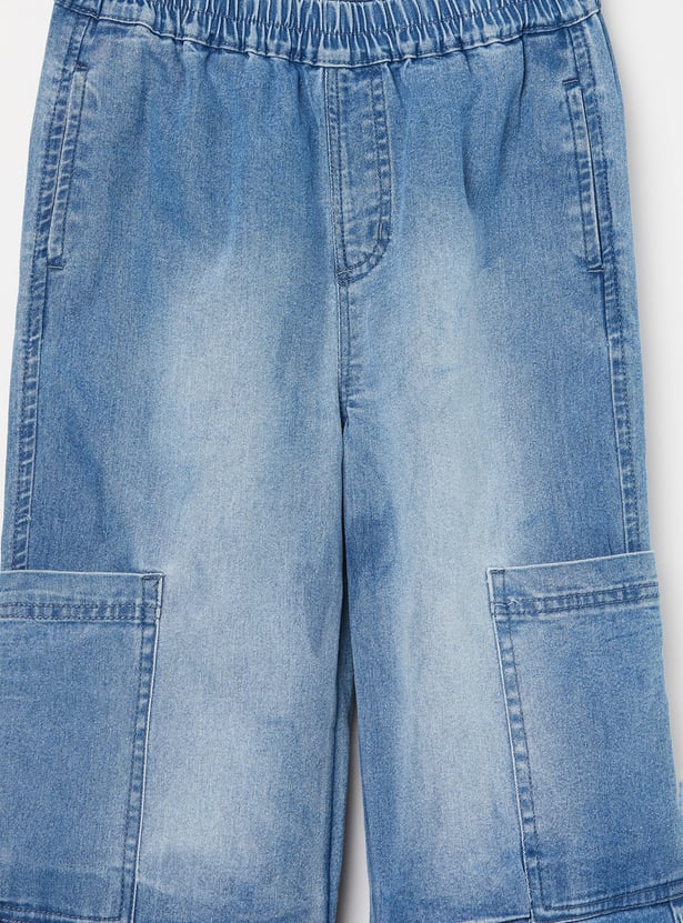 FAME FOREVER Girls Washed Mid-Rise Jeans