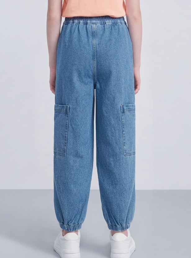 FAME FOREVER Girls Washed Mid-Rise Jeans
