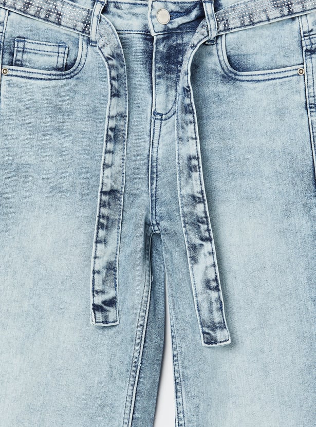 FAME FOREVER Girls Solid Mid-Rise Jeans