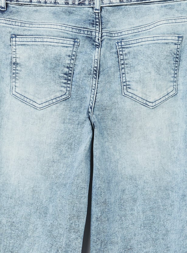 FAME FOREVER Girls Solid Mid-Rise Jeans
