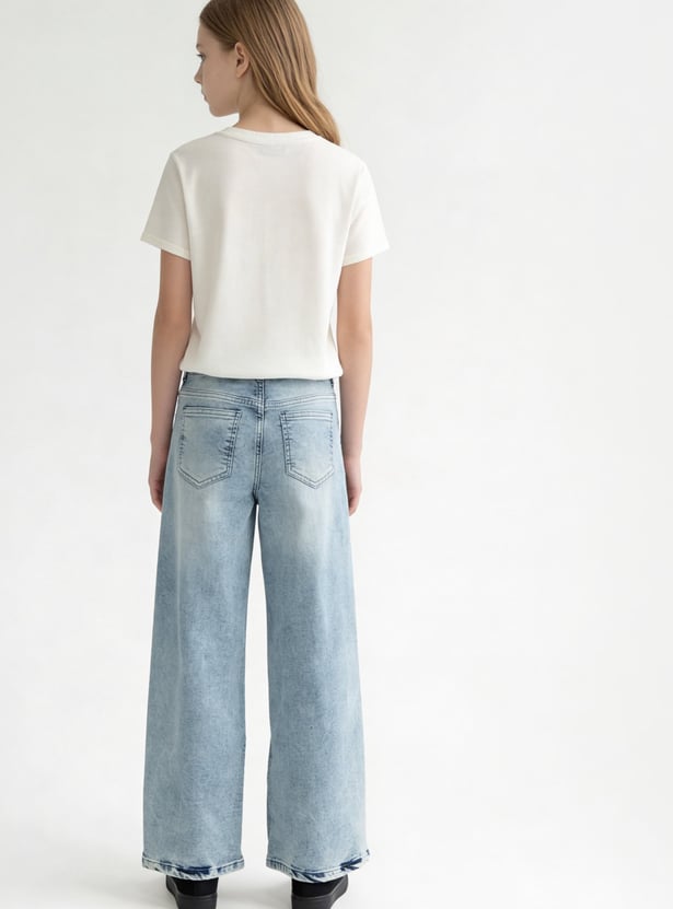 FAME FOREVER Girls Solid Mid-Rise Jeans
