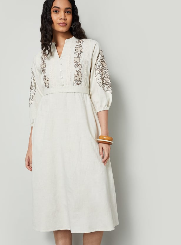 COLOUR ME Embroidered A-Line Dress