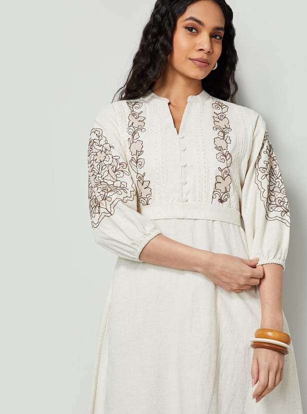 COLOUR ME Embroidered A-Line Dress