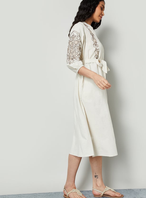 COLOUR ME Embroidered A-Line Dress