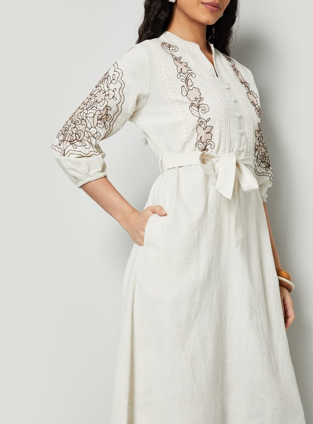 COLOUR ME Embroidered A-Line Dress