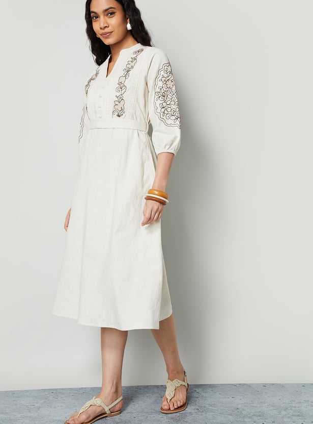 COLOUR ME Embroidered A-Line Dress