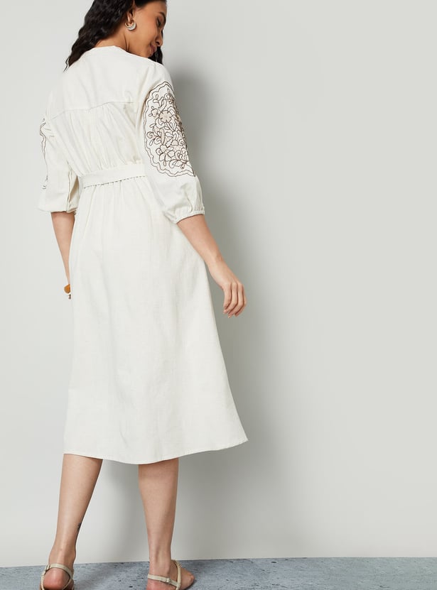 COLOUR ME Embroidered A-Line Dress