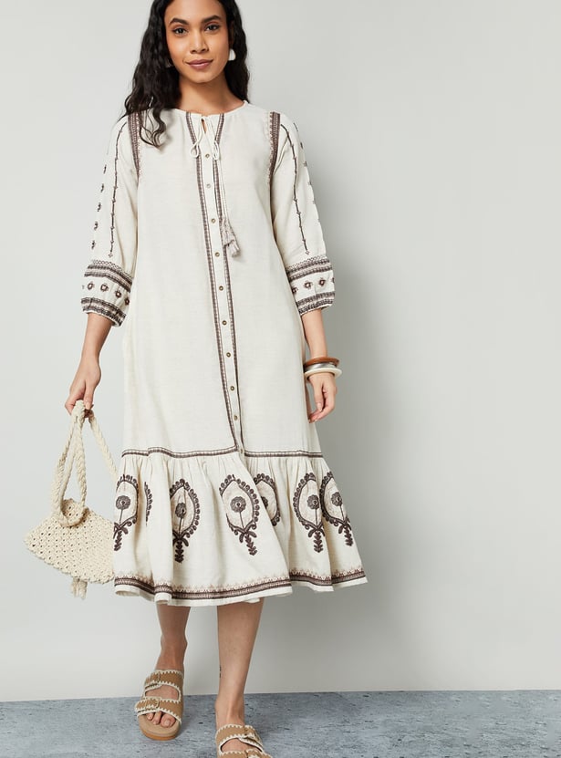 COLOUR ME Ethnic Motif A-line Dress