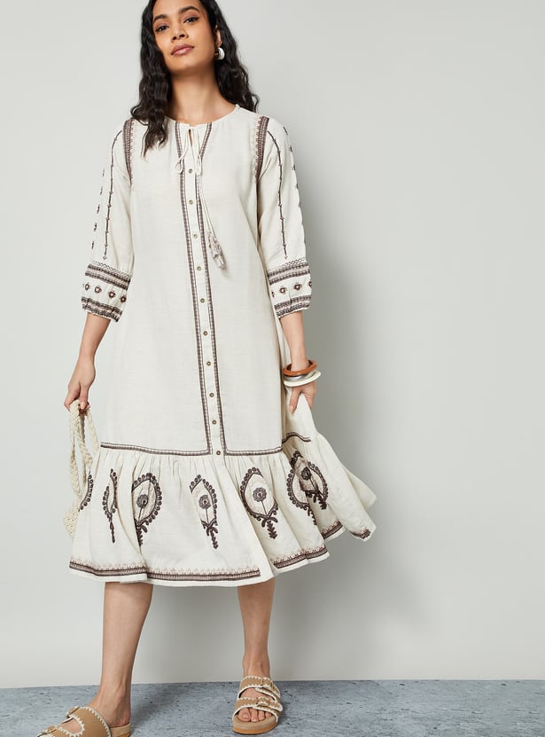 COLOUR ME Ethnic Motif A-line Dress