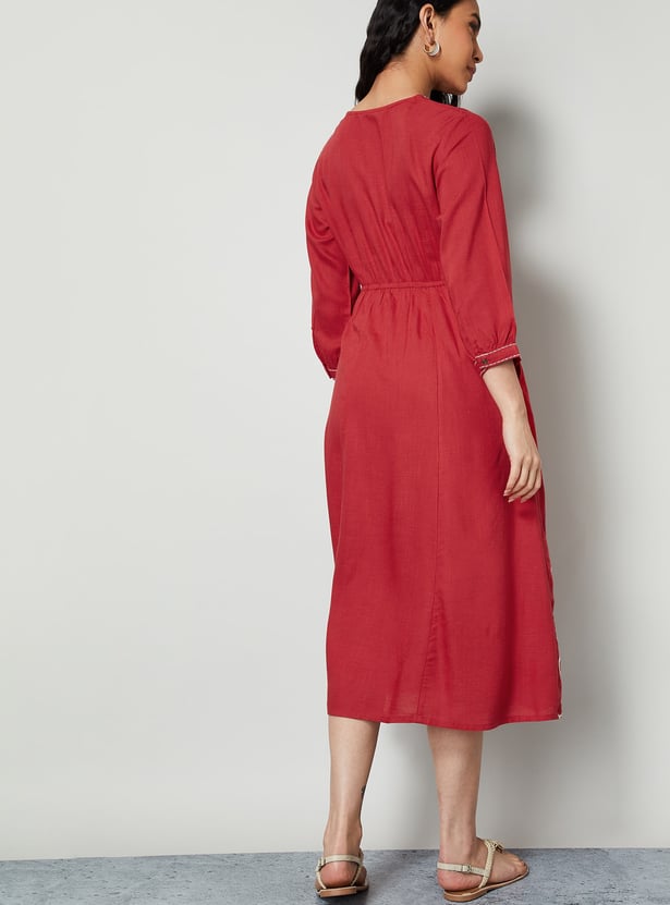 COLOUR ME Embroidered Midi Dress