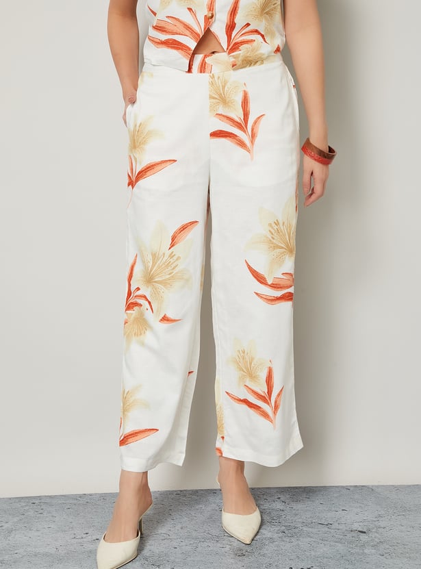COLOUR ME Floral Print Straight Pants