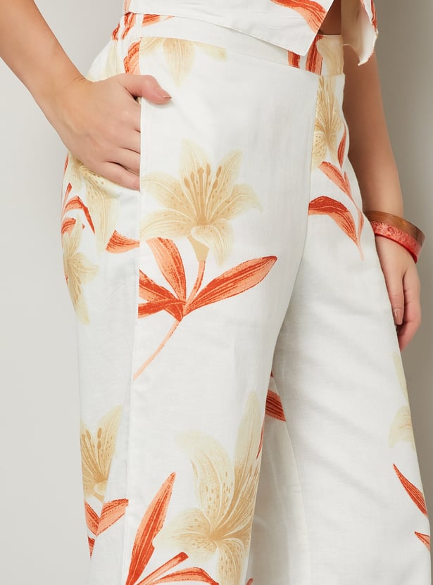 COLOUR ME Floral Print Straight Pants