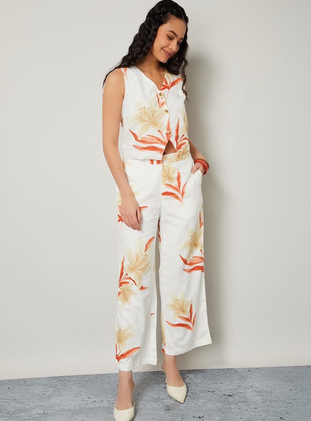 COLOUR ME Floral Print Straight Pants