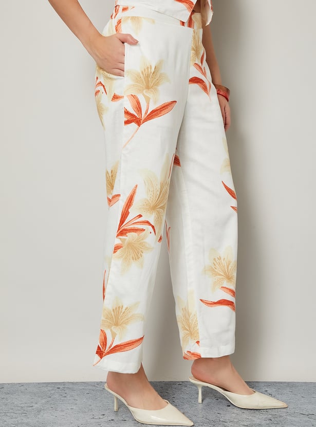 COLOUR ME Floral Print Straight Pants