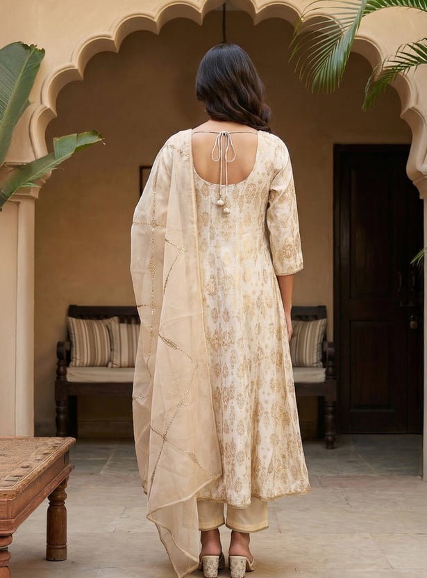 W Ethnic Motif Anarkali Kurta Set
