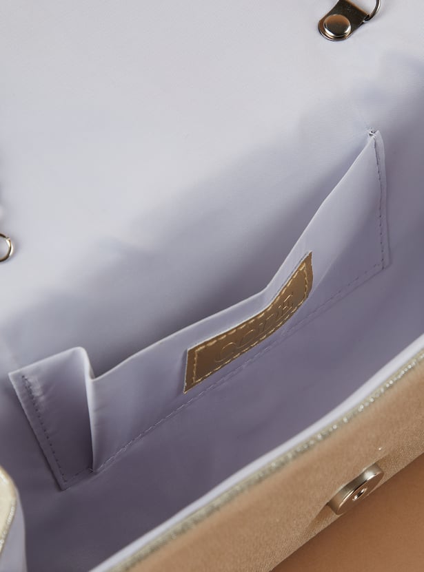 CODE Sequinned Envelope Clutch with Chain Strap