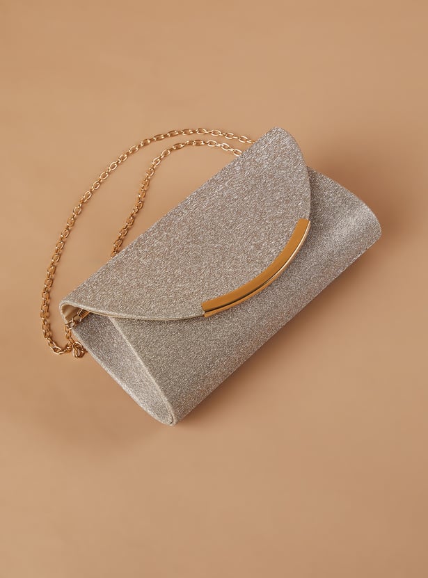 CODE Glitter Envelope Clutch with Chain Strap