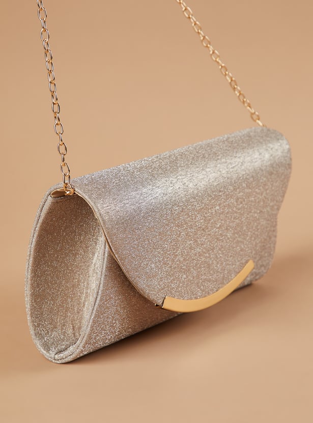 CODE Glitter Envelope Clutch with Chain Strap