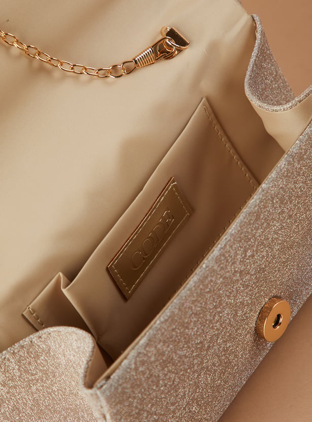 CODE Glitter Envelope Clutch with Chain Strap