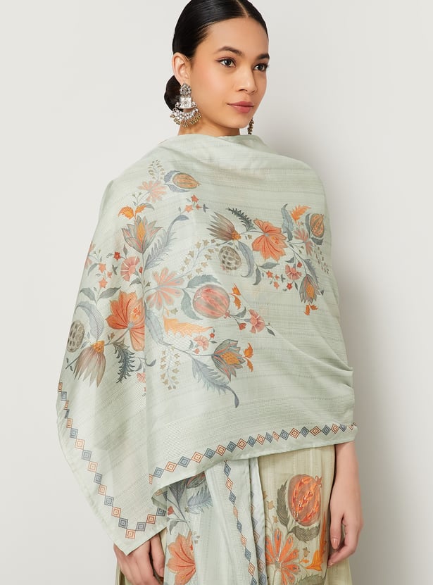 MELANGE Floral Print Straight Kurta Set