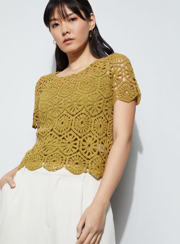 CODE Crochet Knit Top with Camisole