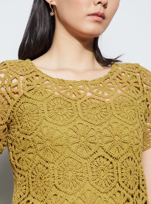 CODE Crochet Knit Top with Camisole