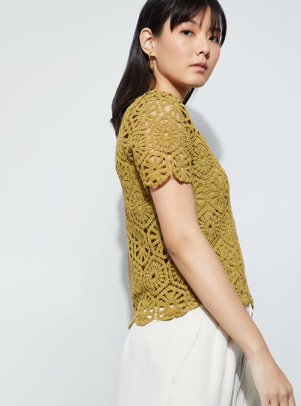 CODE Crochet Knit Top with Camisole