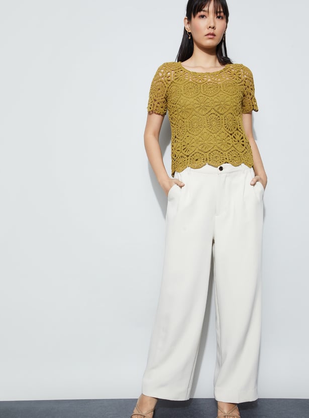 CODE Crochet Knit Top with Camisole