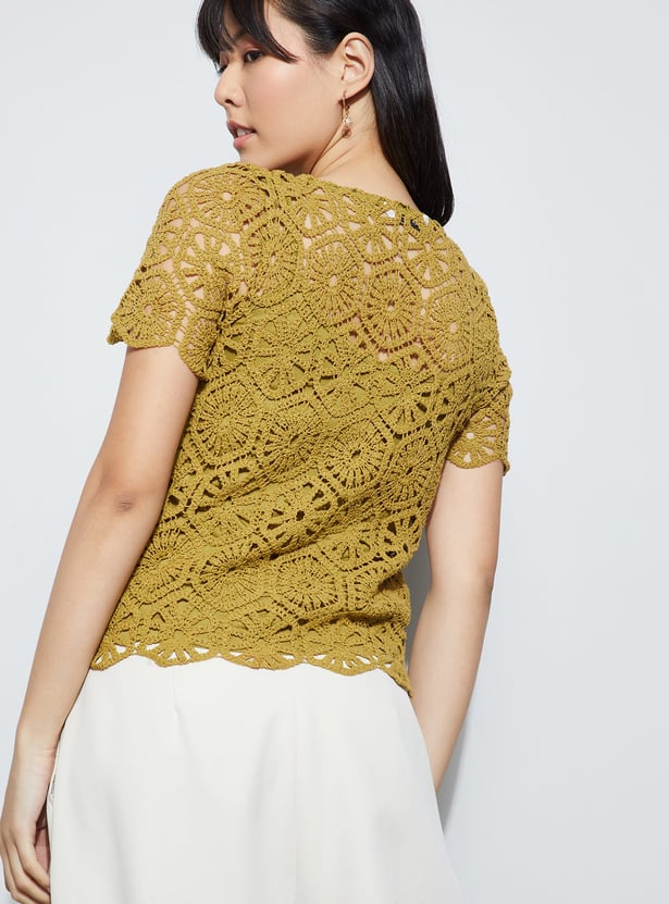 CODE Crochet Knit Top with Camisole