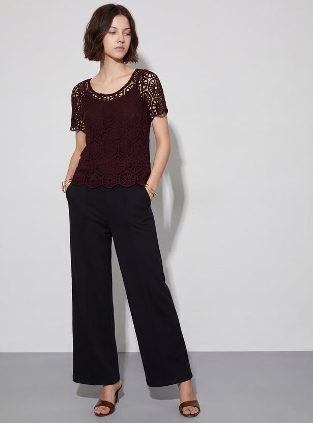 CODE Crochet Knit Top with Camisole