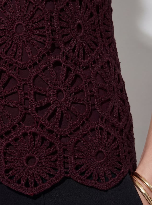 CODE Crochet Knit Top with Camisole