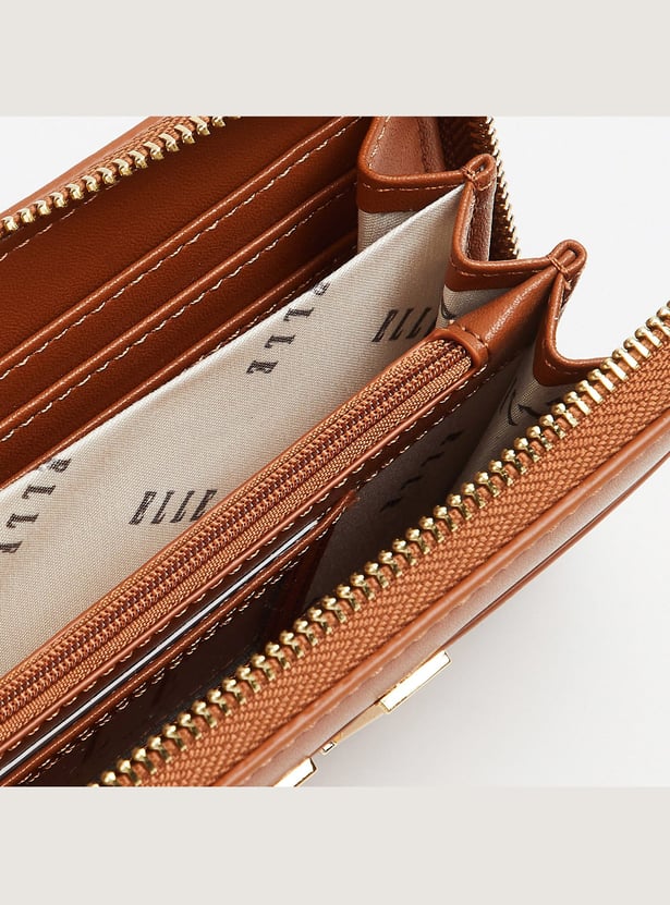 ELLE Solid Zip Around Wallet