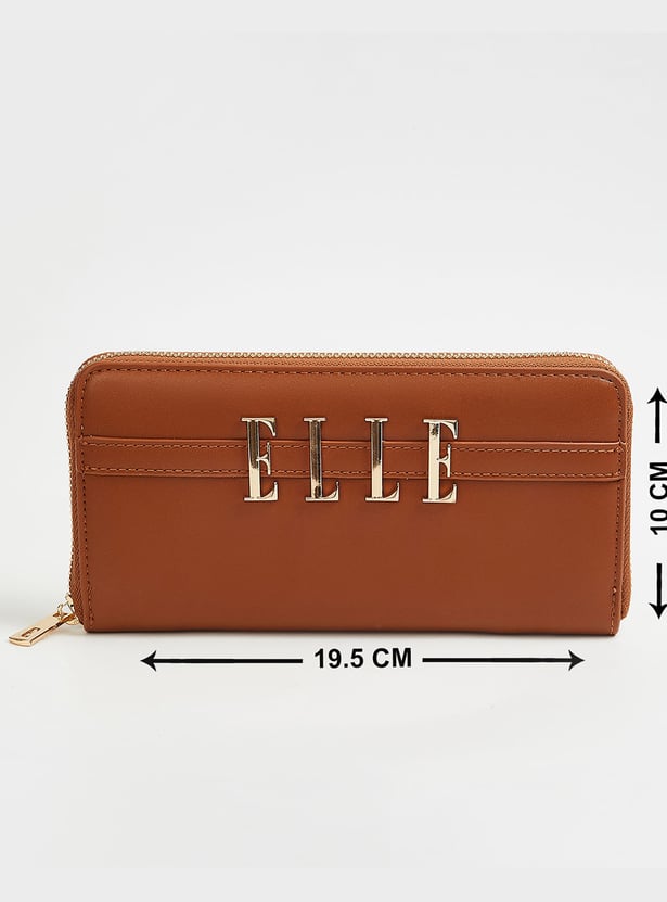 ELLE Solid Zip Around Wallet