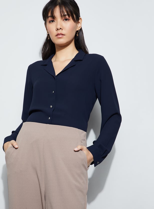 CODE CLASSIC Solid Cuban Collar Shirt