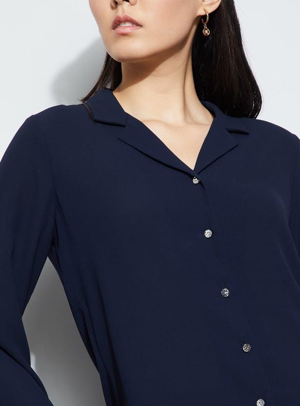 CODE CLASSIC Solid Cuban Collar Shirt