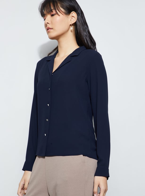 CODE CLASSIC Solid Cuban Collar Shirt