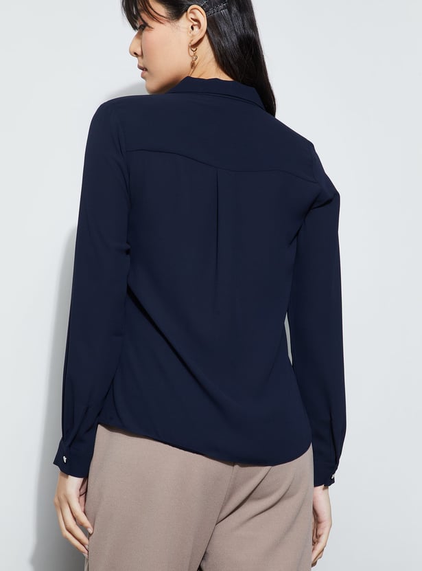 CODE CLASSIC Solid Cuban Collar Shirt