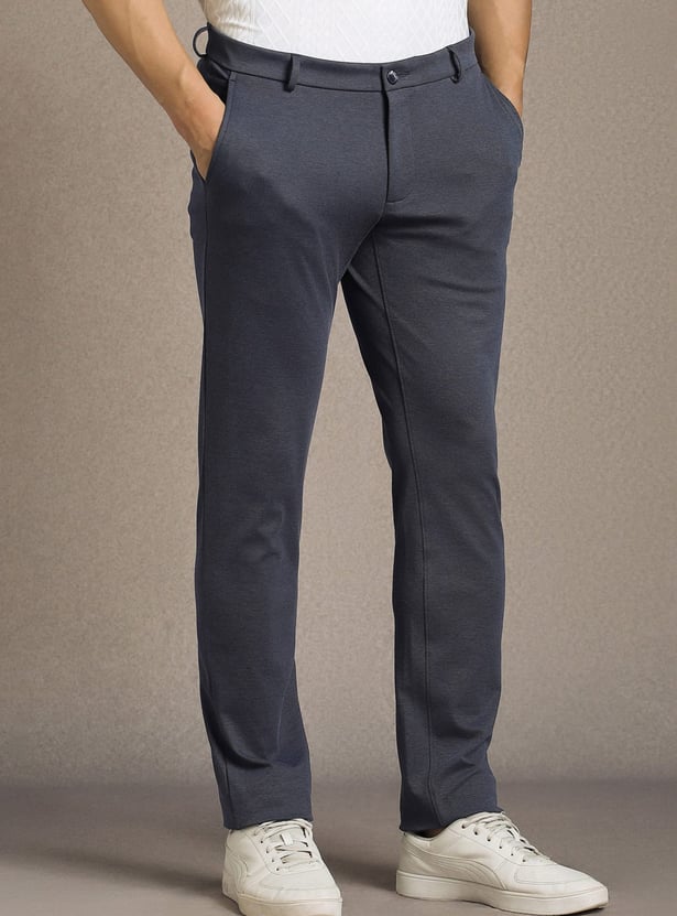 LP SPORT Solid Slim Tapered Trousers