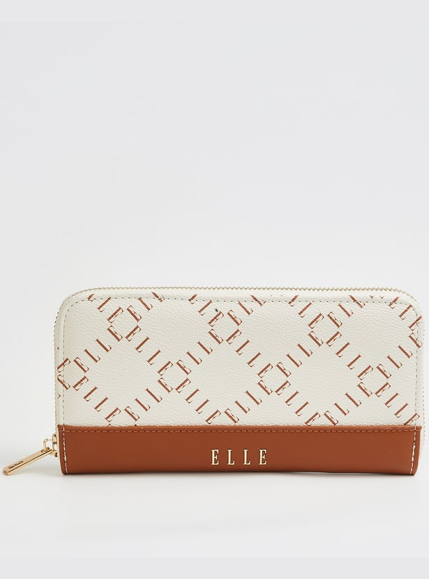 ELLE Monogram Print Zip-Around Wallet