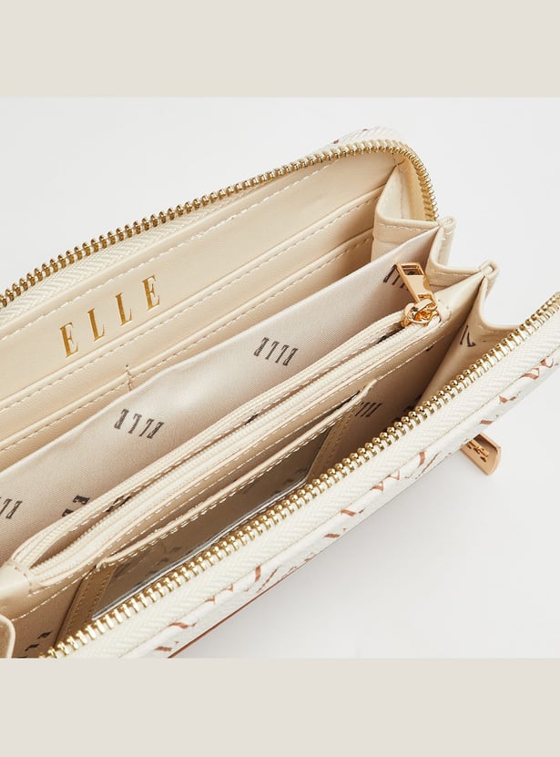 ELLE Monogram Print Zip-Around Wallet