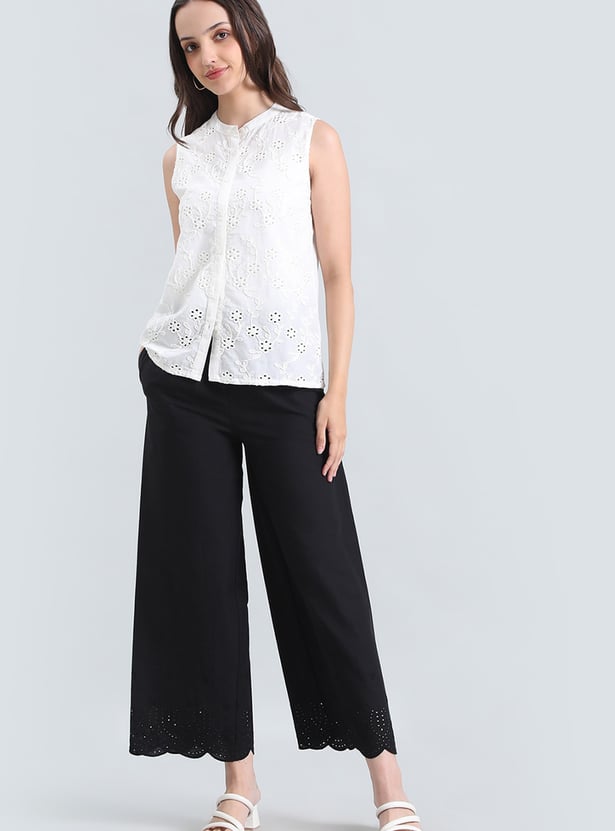 GO COLORS Embroidered Palazzos