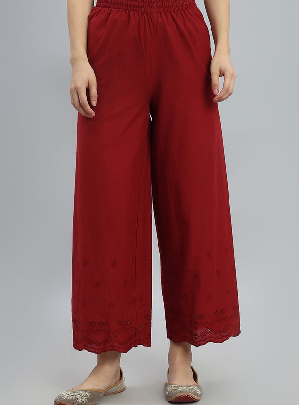 GO COLORS Embroidered Palazzos