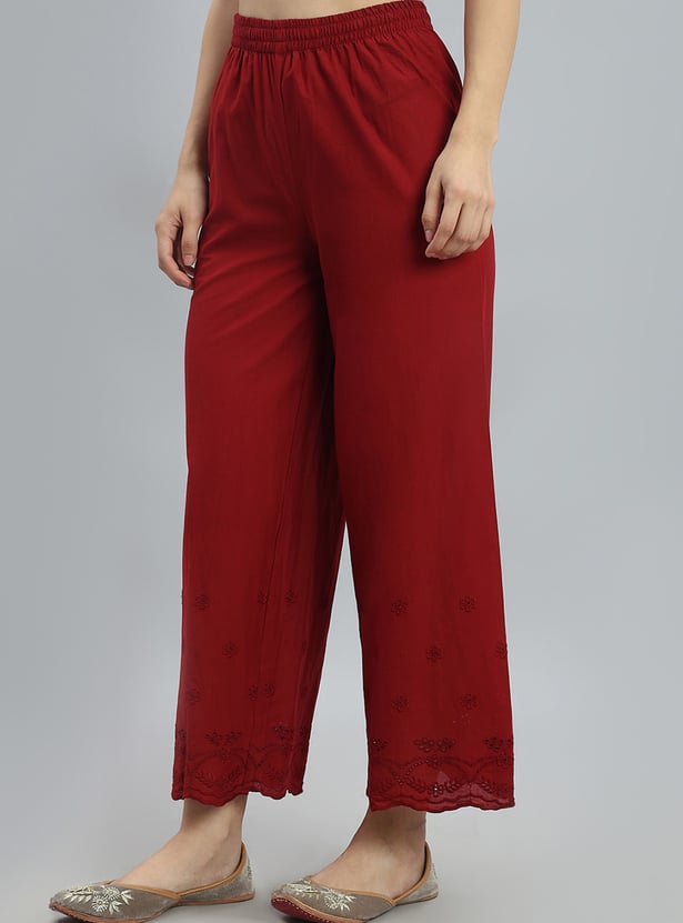 GO COLORS Embroidered Palazzos