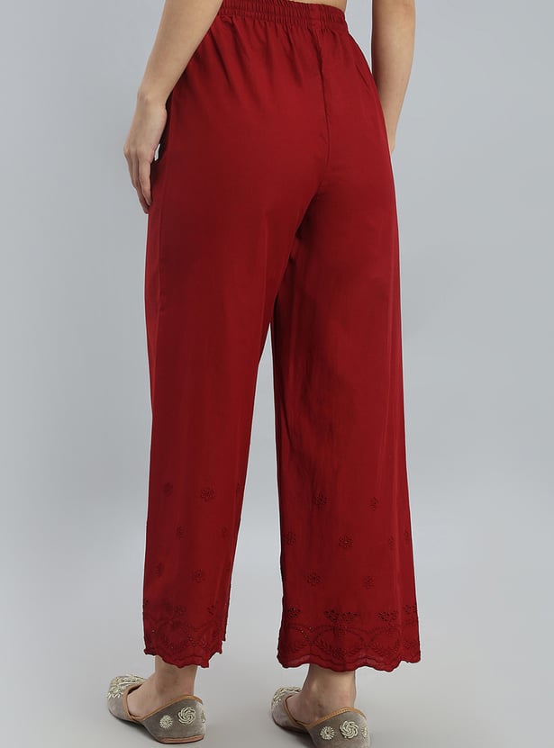 GO COLORS Embroidered Palazzos